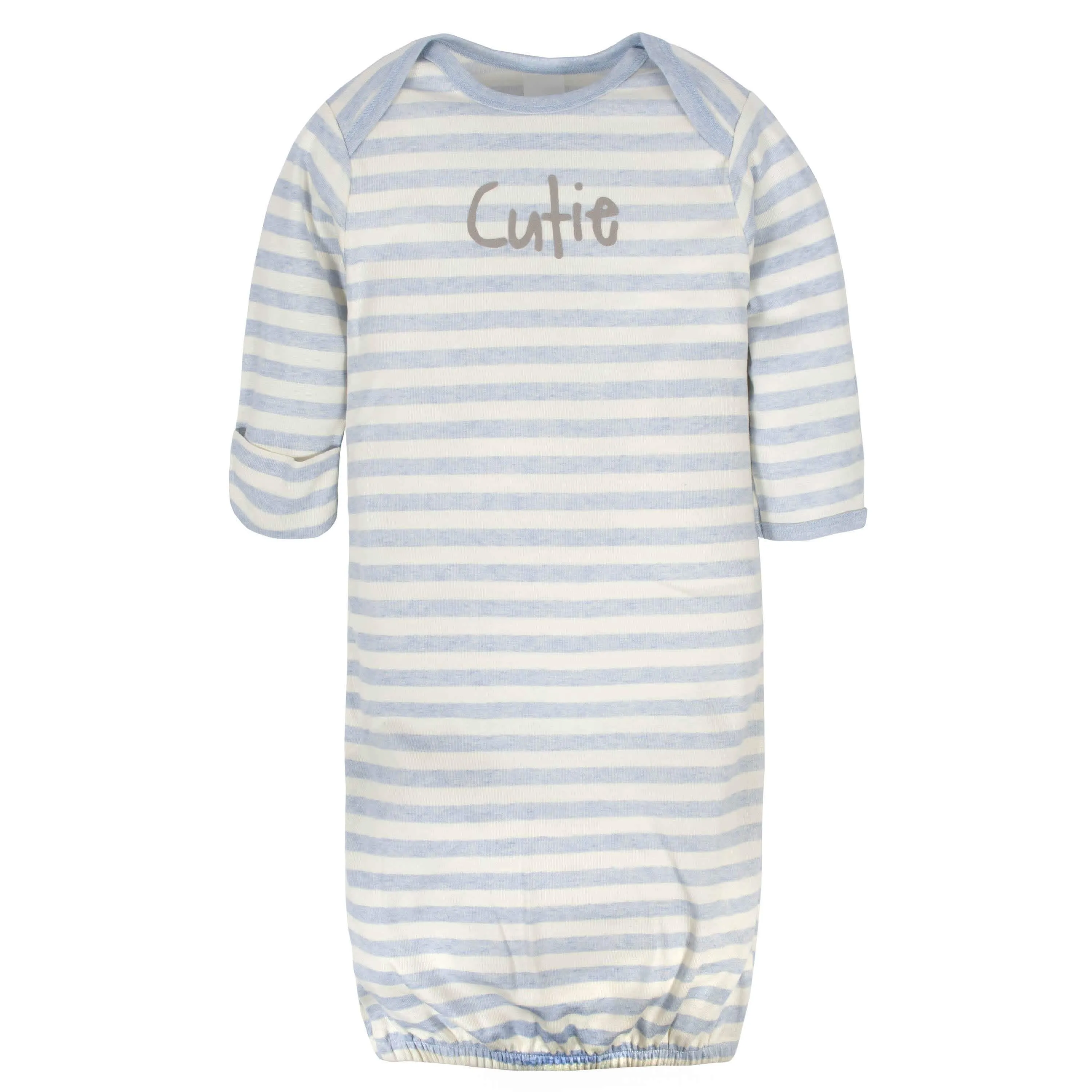 3-Piece Organic Baby Boys Cutie Gown, Cap, & No Scratch Mittens Set