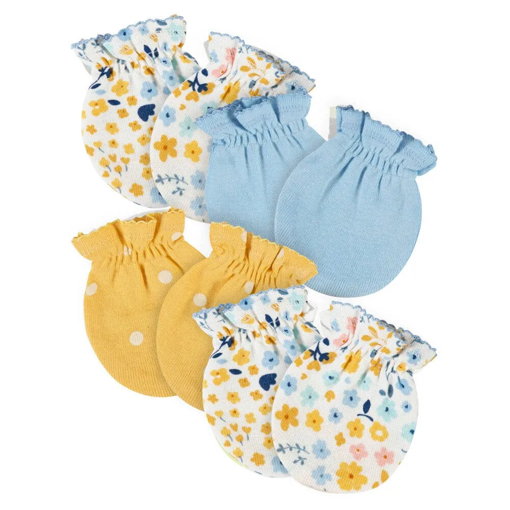 4-Pack Baby Girls Daisy No Scratch Mittens