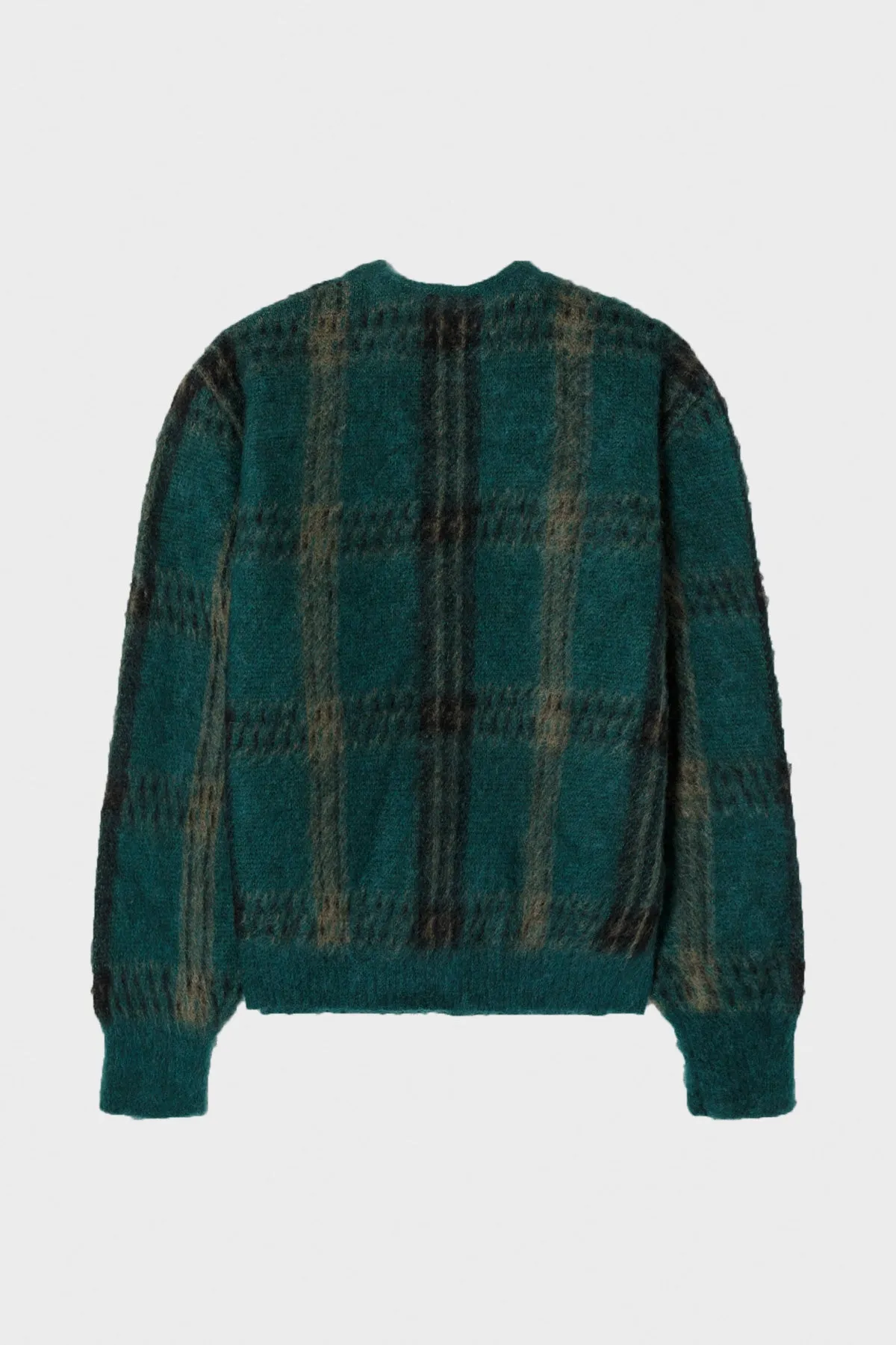 60s V Neck Cardigan - Emerald Plaid