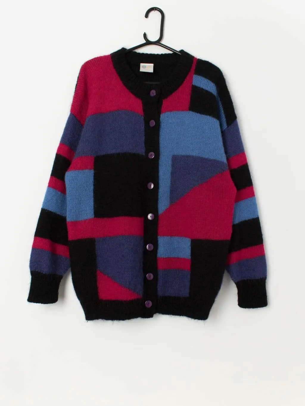 90s vintage oversized colour block cardigan – Medium