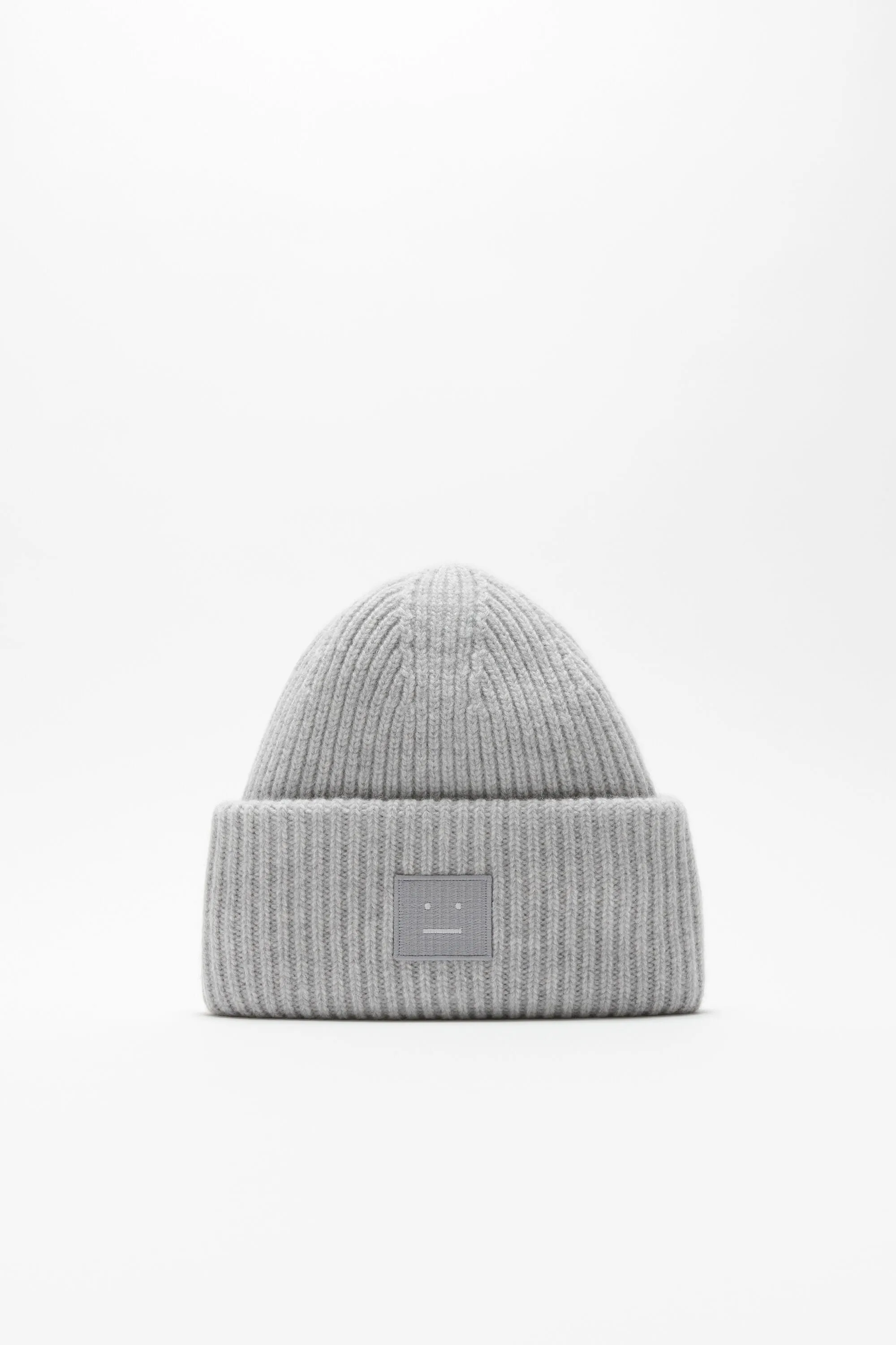 Acne Studios Large Face Logo Beanie (Light Grey Melange)