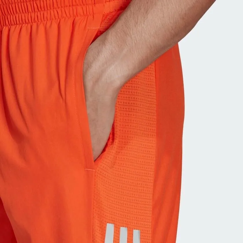 adidas Own The Run Mens Running Shorts Orange Reflective Pockets Gym Fitness