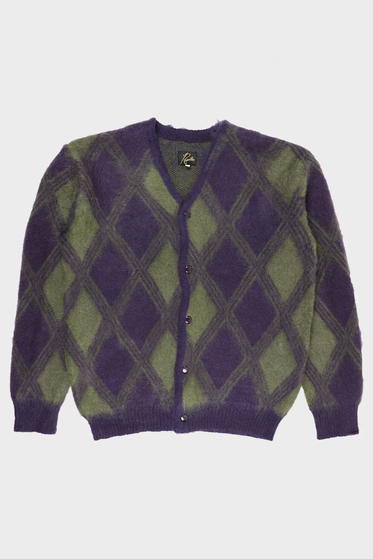 Argyle Mohair Cardigan - Purple