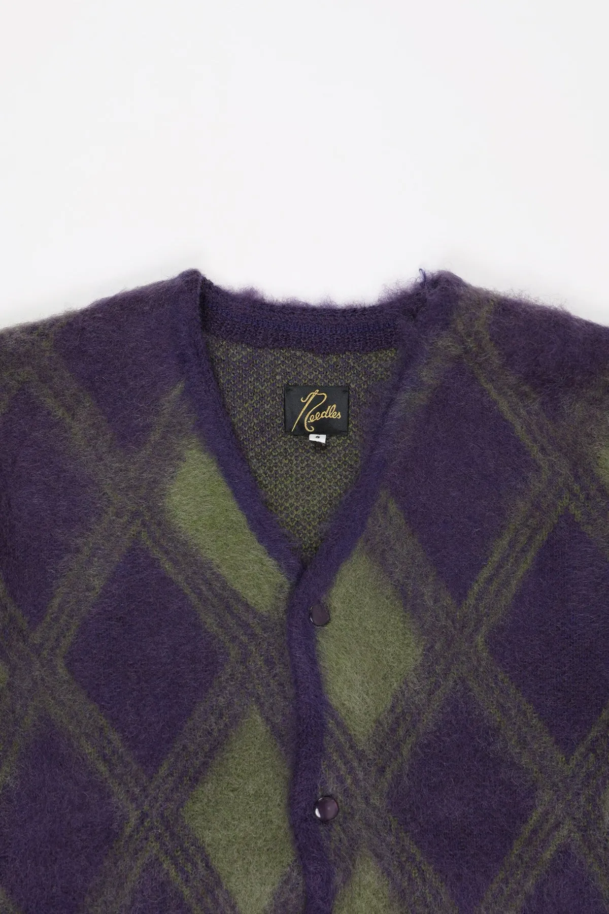 Argyle Mohair Cardigan - Purple