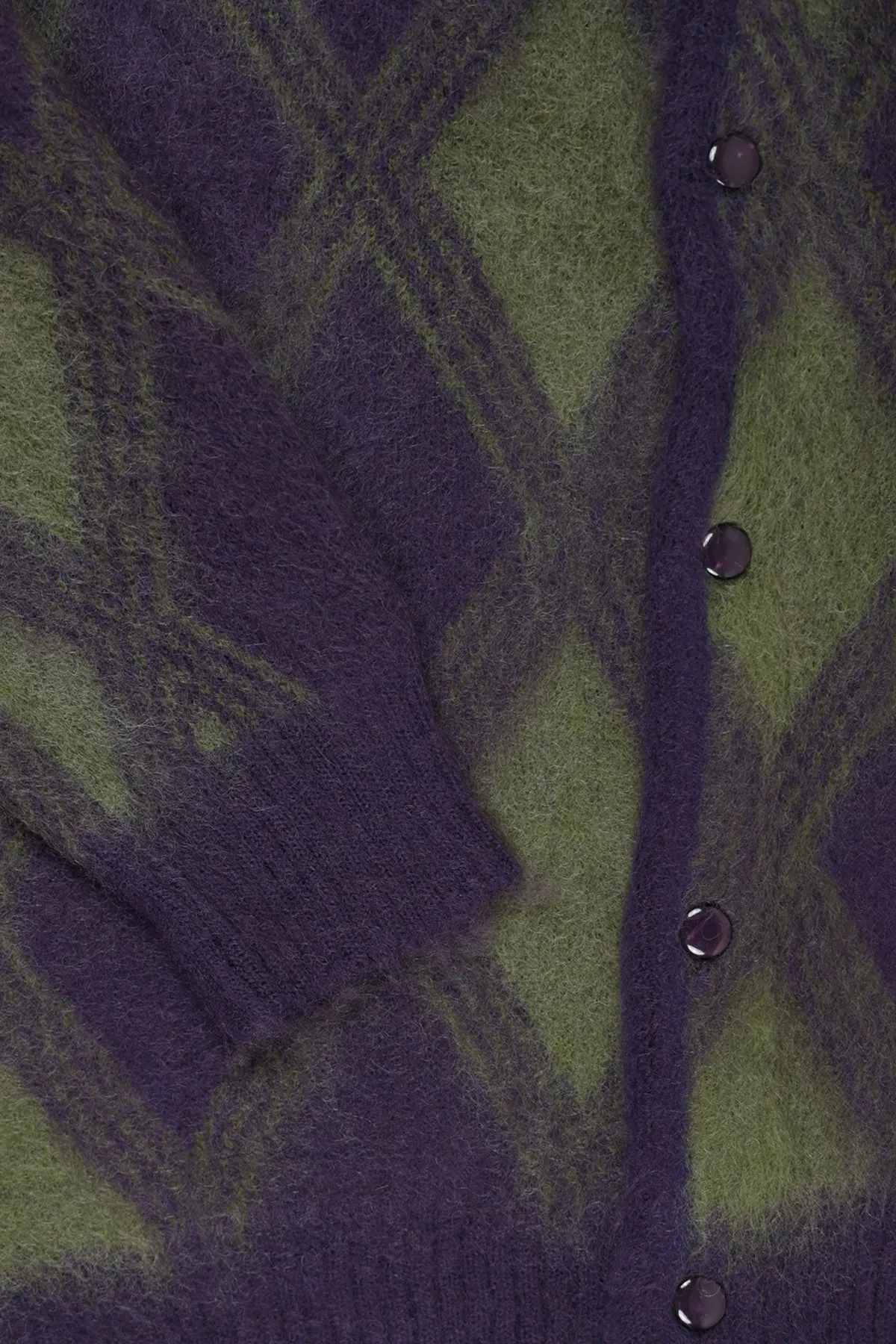 Argyle Mohair Cardigan - Purple