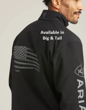 Ariat Mens Shoftshell Concealed Carry Black Logo Embroidered Flag Jacket