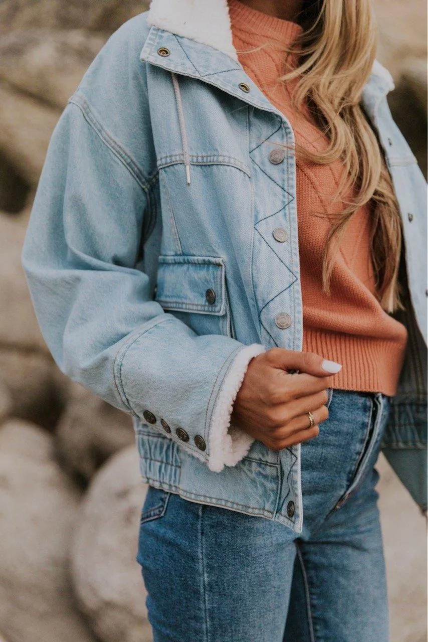 Ariel Cozy Denim bomber Jacket