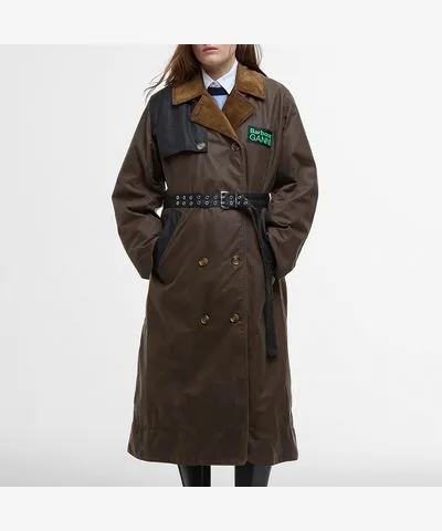 Barbour x GANNI Waxed-Cotton Trench Coat