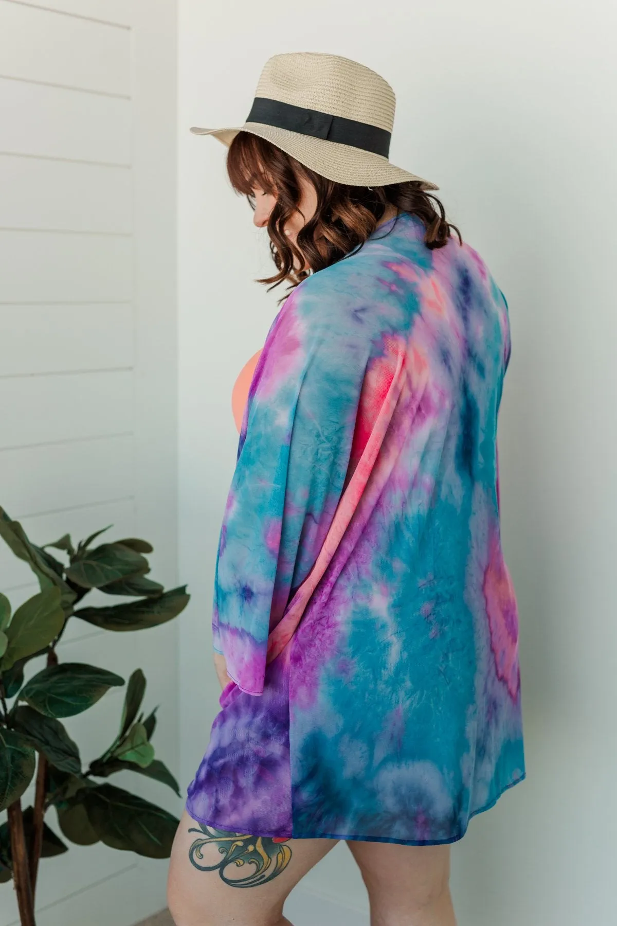 Beachside Bliss Mesh Kimono- Purple, Blue, & Fuchsia