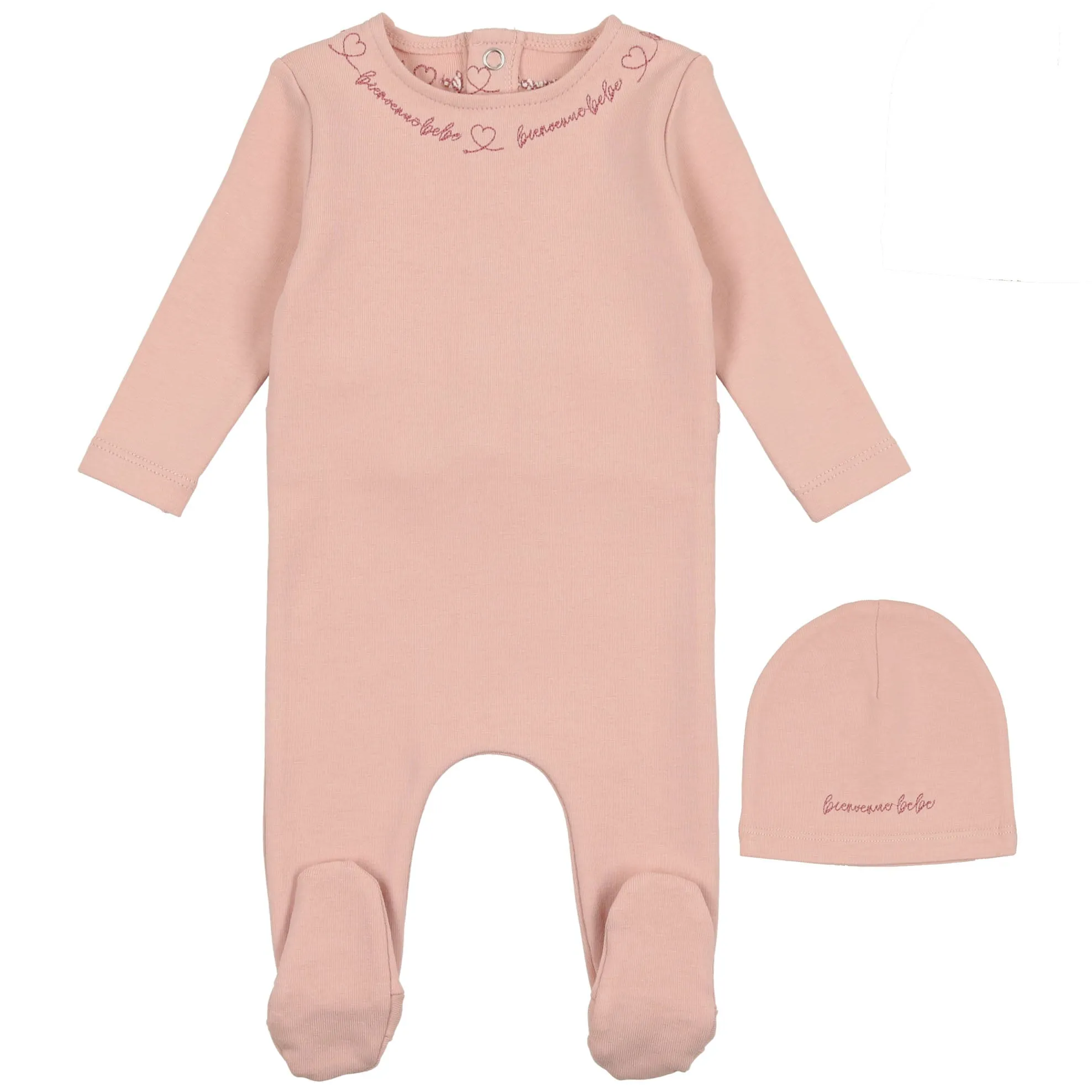 Bee & Dee Rose Script Cotton Stretchie with Beanie