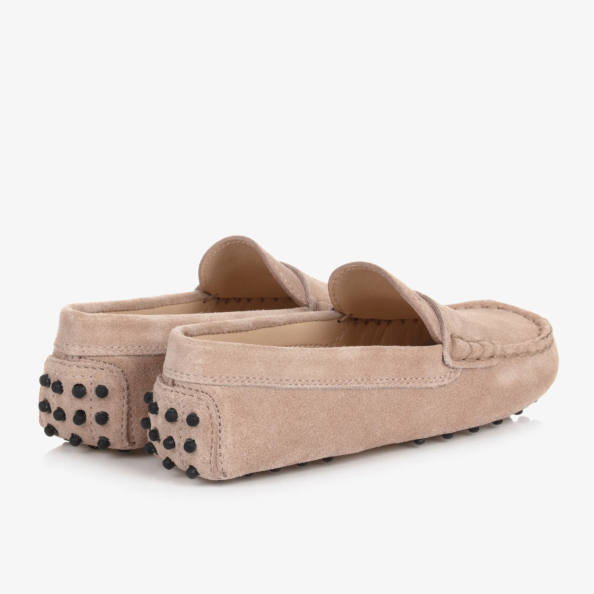 Beige Suede Leather Gommino Moccasins