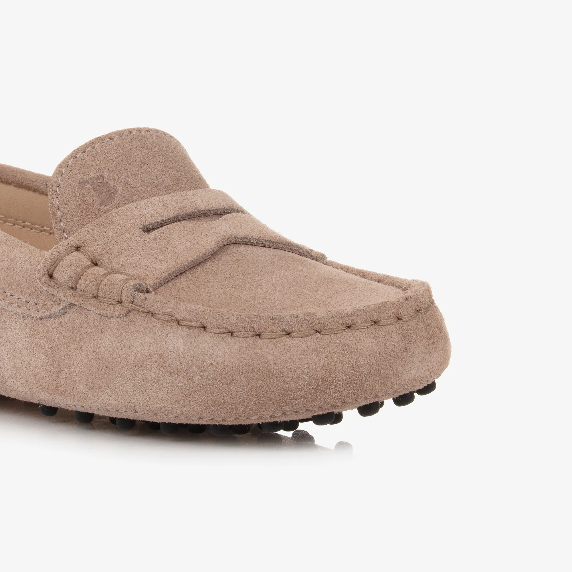 Beige Suede Leather Gommino Moccasins