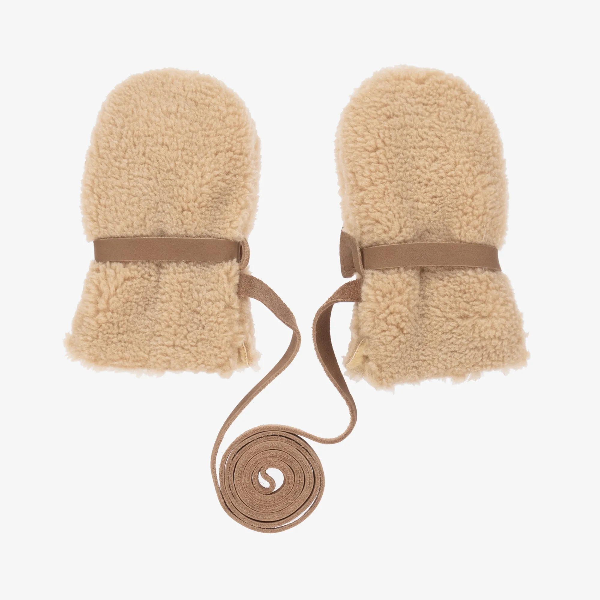 Beige Teddy Fleece Mittens