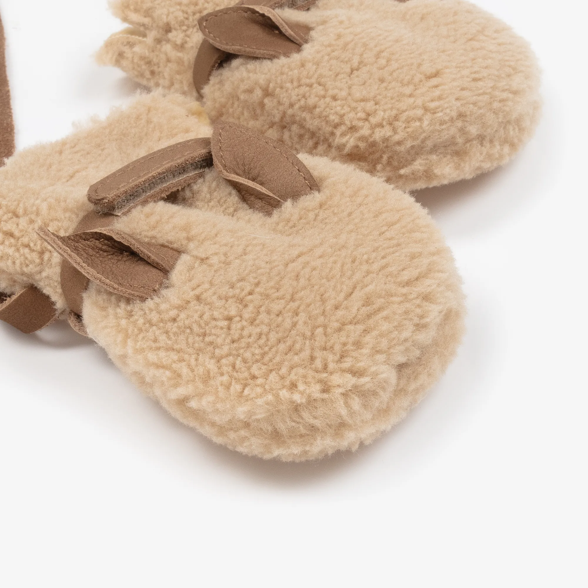 Beige Teddy Fleece Mittens