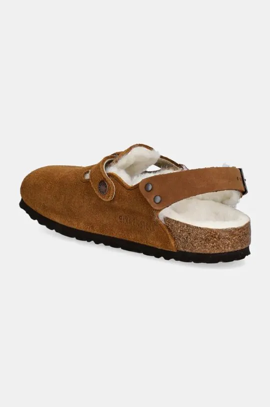 Birkenstock suede slippers Tokio women's brown color 1028382