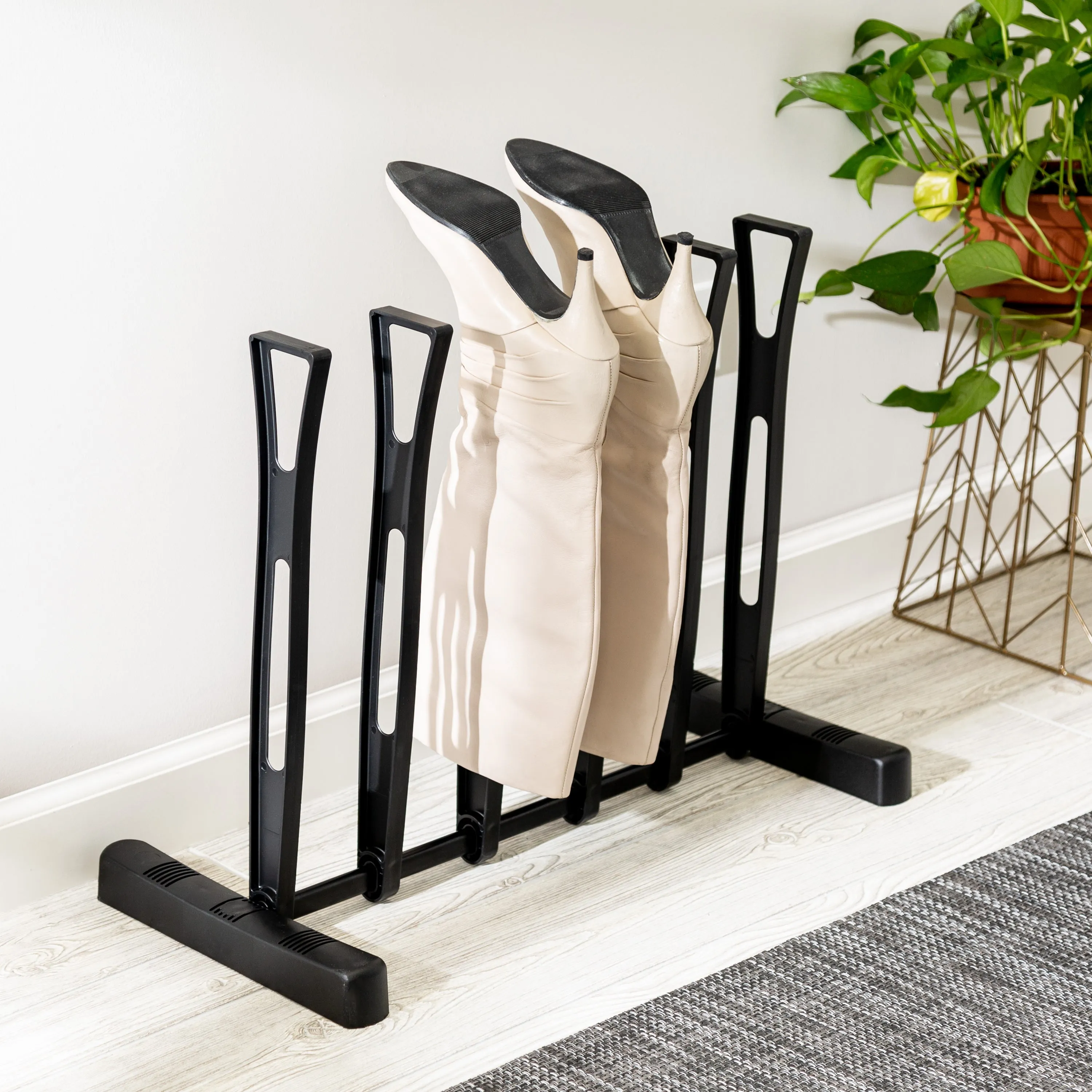 Black 3-Pair Boot Storage and Drying Rack