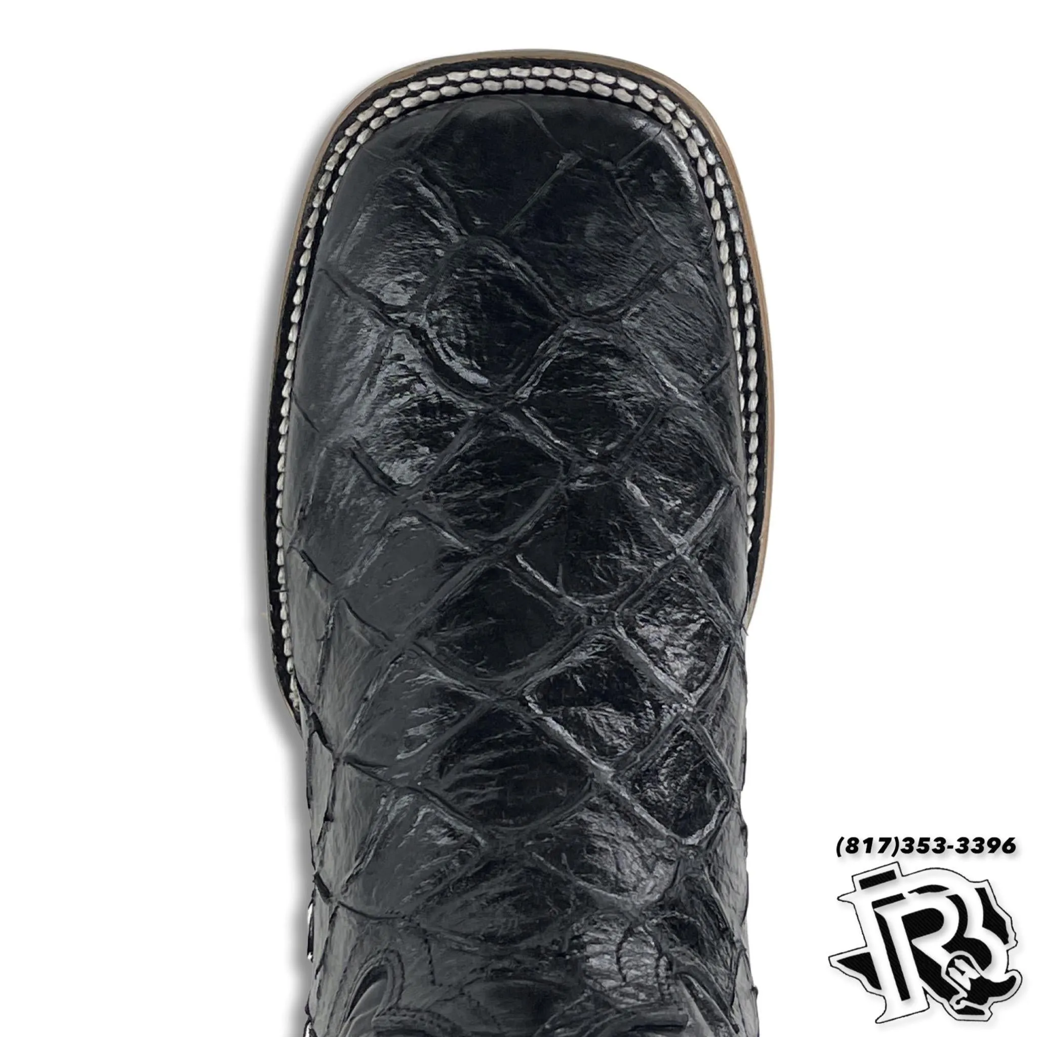 BLACK FISH PRINT | MEN SQUARE TOE WESTERN BOOTS