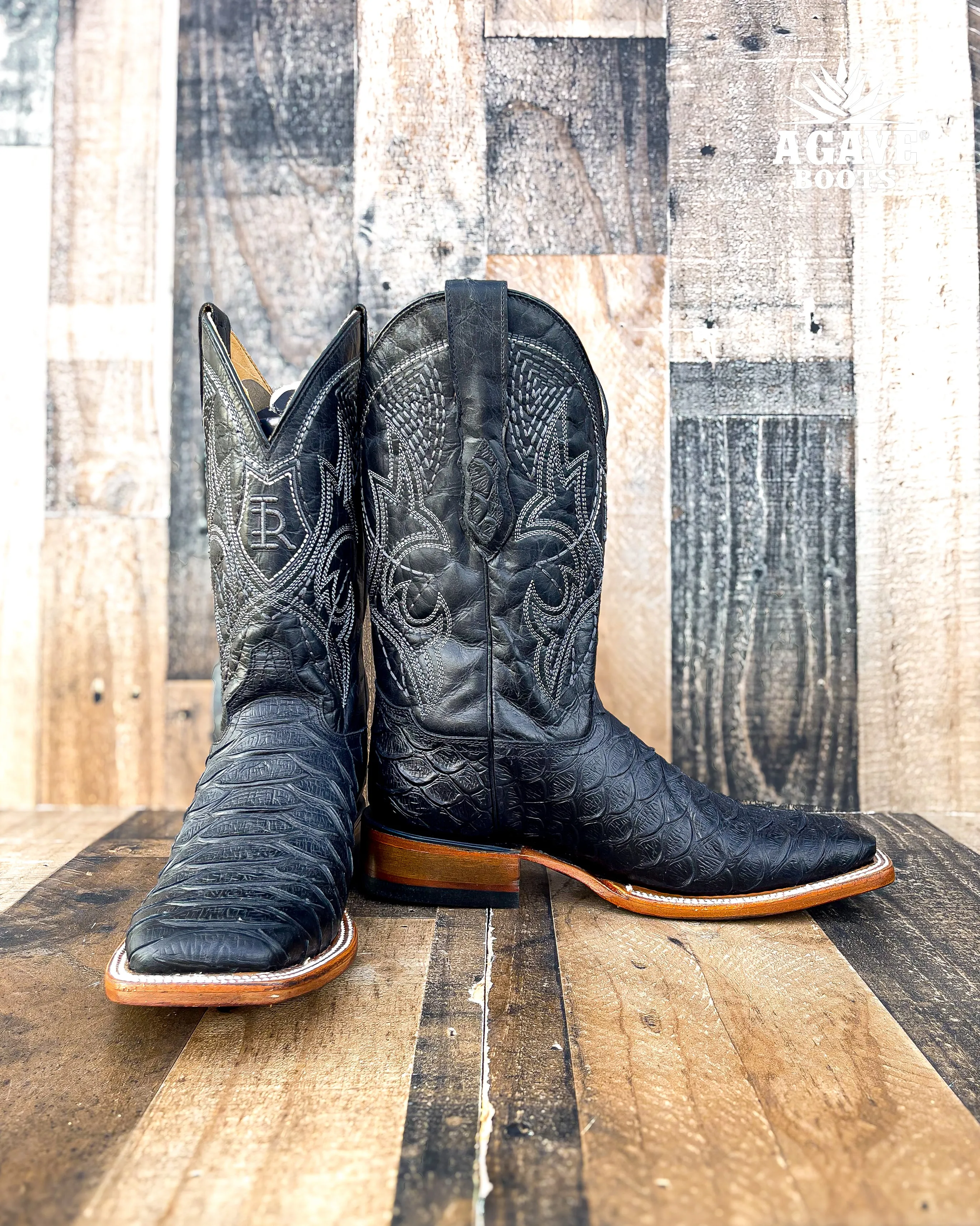 BLACK PYTHON | MEN SQUARE TOE WESTERN COWBOY BOOTS