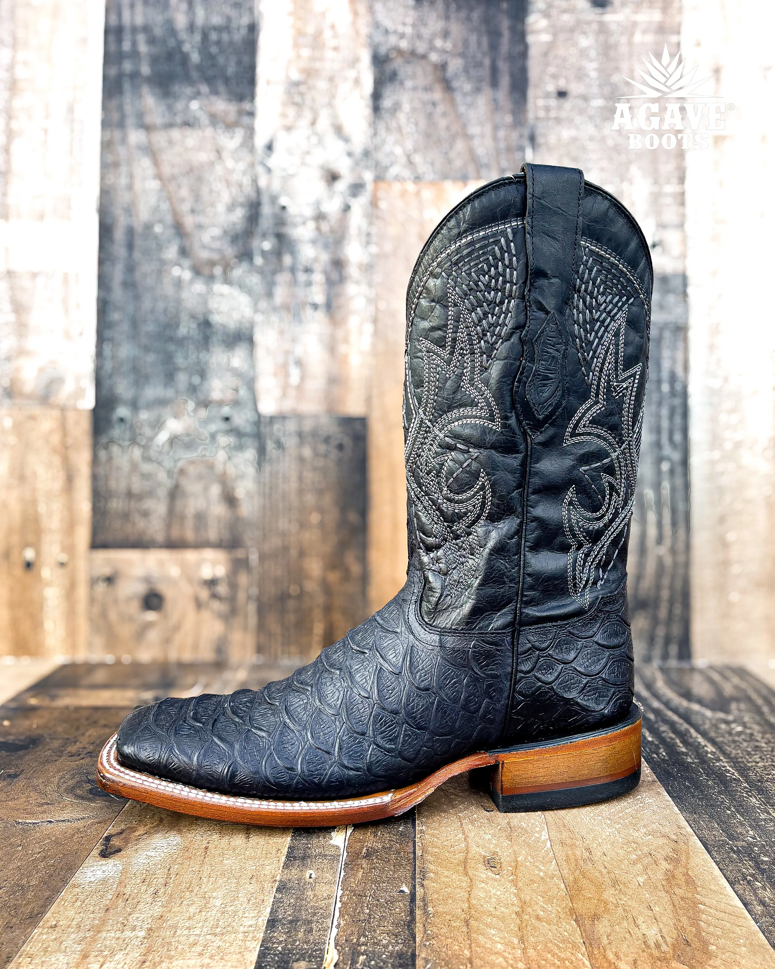 BLACK PYTHON | MEN SQUARE TOE WESTERN COWBOY BOOTS