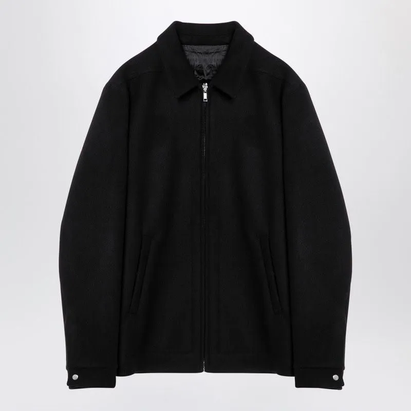 BLACK ZIPPED JACKET IN WOOL