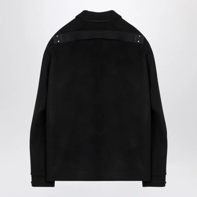 BLACK ZIPPED JACKET IN WOOL