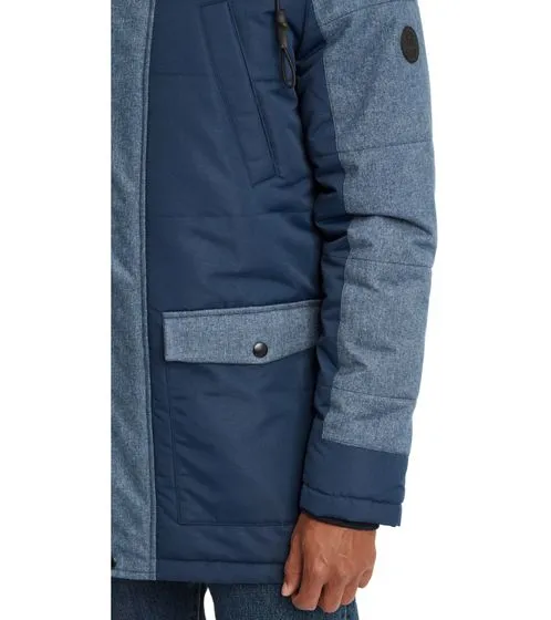 BLEND giacca spessa parka invernale da uomo Mikael con pelliccia sintetica staccabile blu