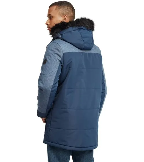 BLEND giacca spessa parka invernale da uomo Mikael con pelliccia sintetica staccabile blu