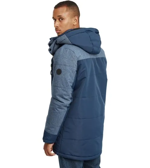 BLEND giacca spessa parka invernale da uomo Mikael con pelliccia sintetica staccabile blu