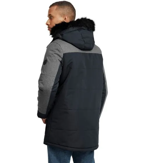 BLEND Herren Parka Winter-Jacke Mikael mit abnehmbarem Kunstpelz Schwarz