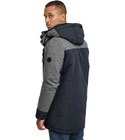 BLEND veste d hiver parka homme Mikael avec fausse fourrure amovible noir