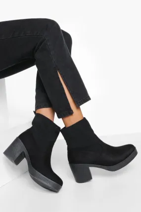 Block Heel Chunky Sock Boots