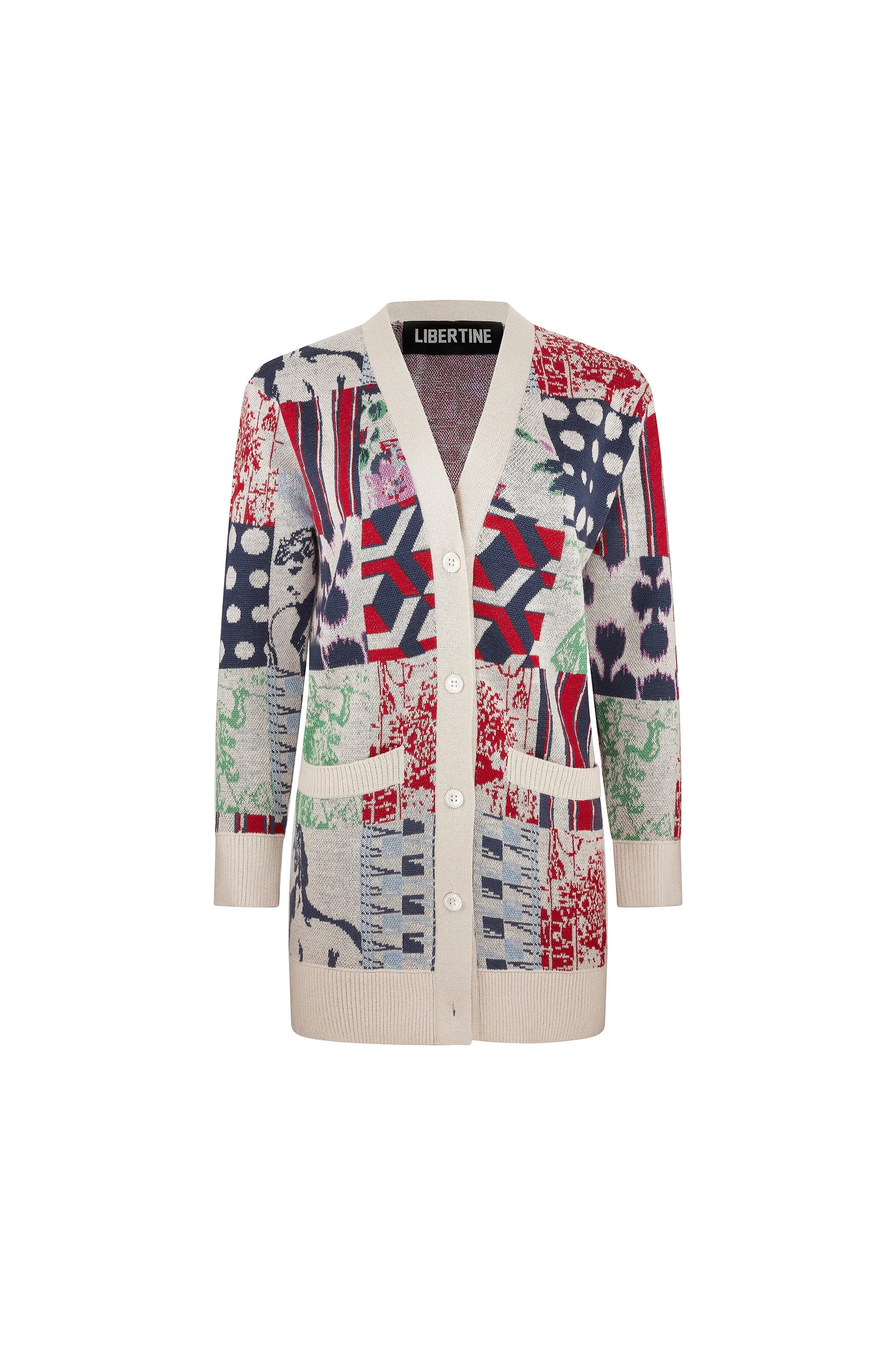 'BLOOMSBURY COLLAGE' OVERSIZED CARDIGAN