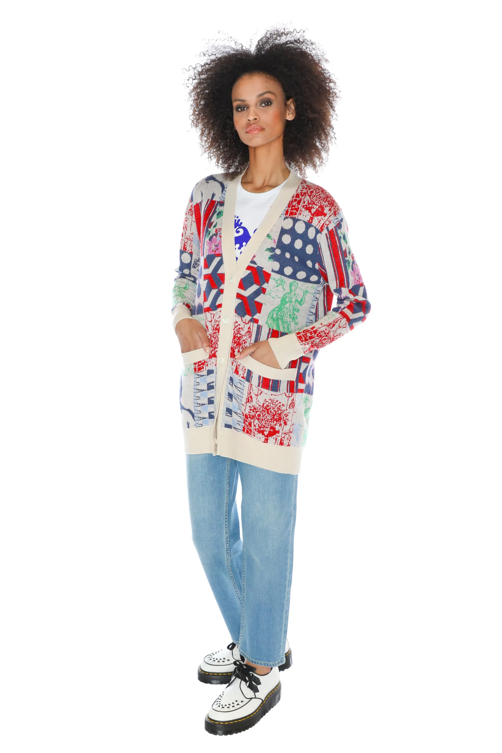 'BLOOMSBURY COLLAGE' OVERSIZED CARDIGAN