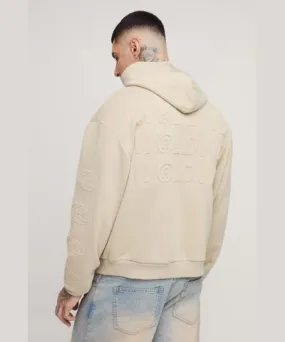 boohoo Mens Tall Oversized Boxy Wrldwd Embossed Sleeve Hoodie