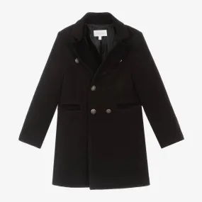 Boys Black Double-Breasted Coat