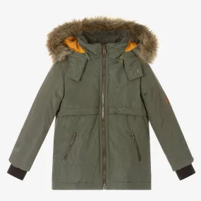 Boys Khaki Green Parka Coat