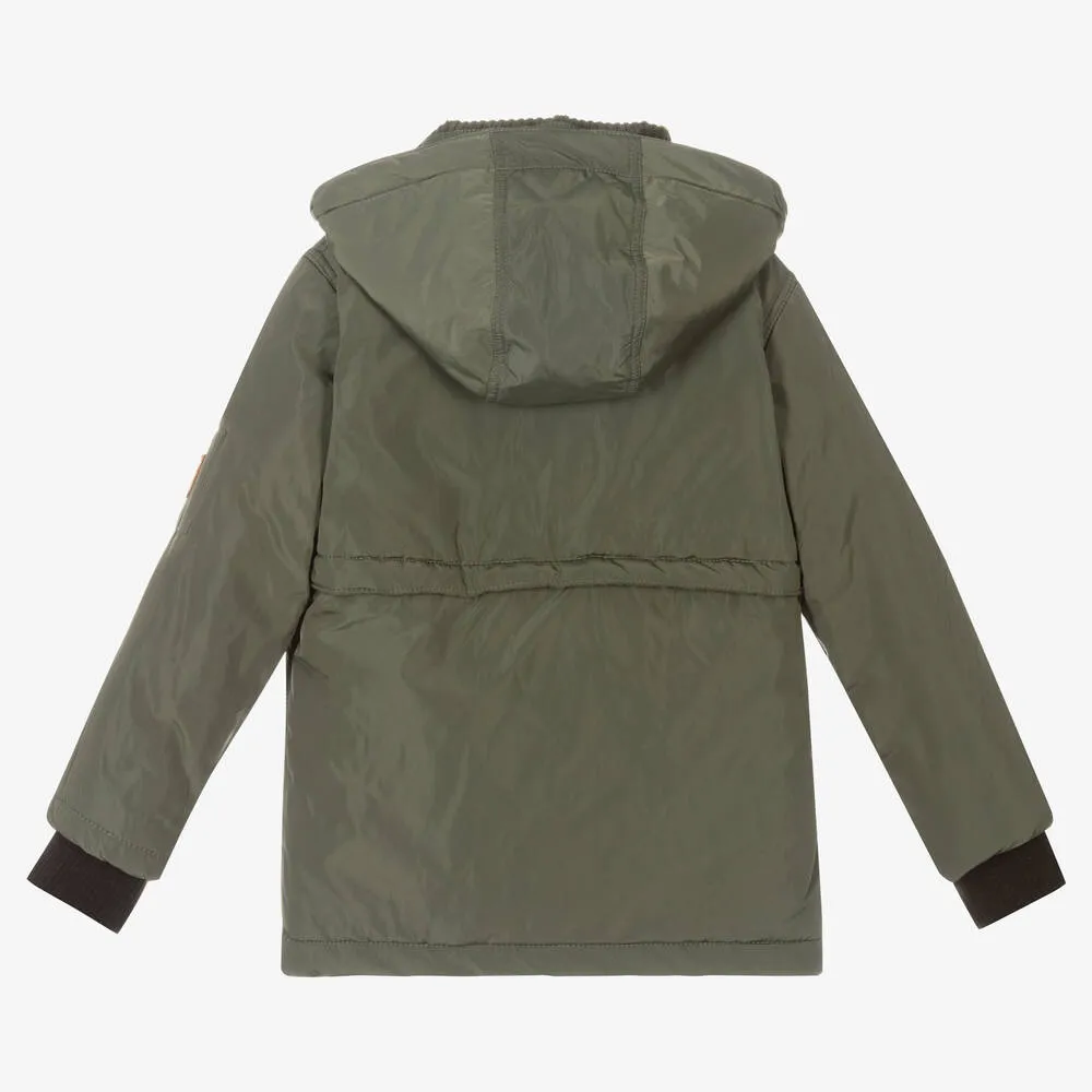 Boys Khaki Green Parka Coat