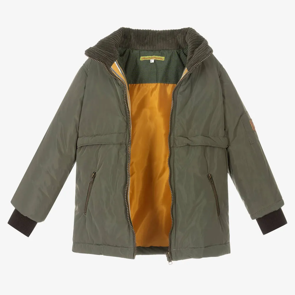 Boys Khaki Green Parka Coat