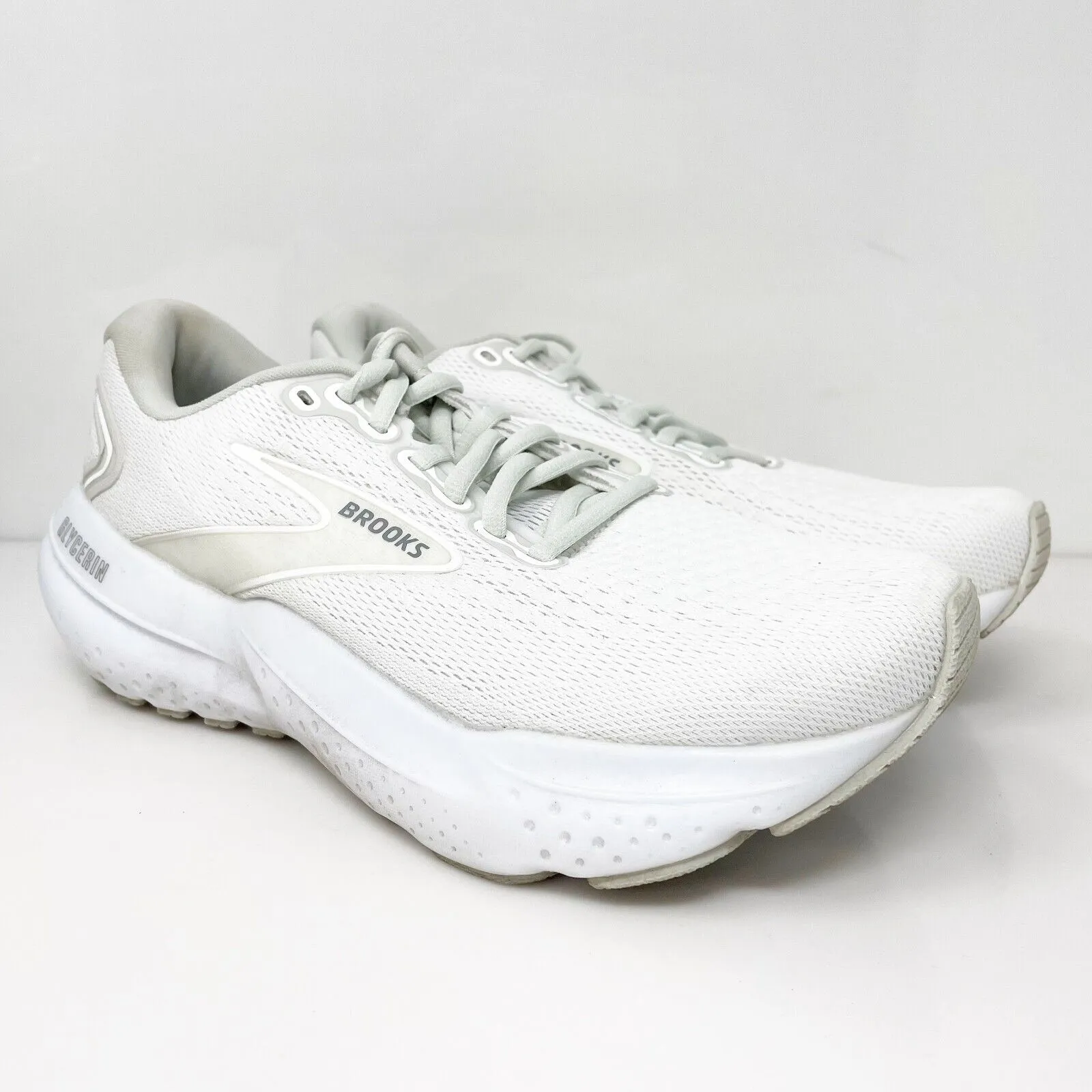 Brooks Womens Glycerin 21 1204081B151 White Running Shoes Sneakers Size 7.5 B