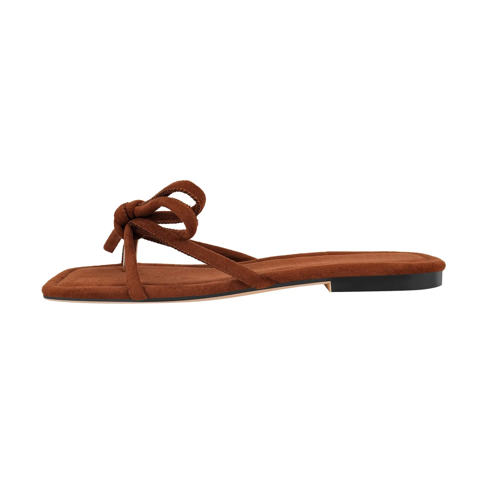 Brown Suede Flip Flops Thong Flats