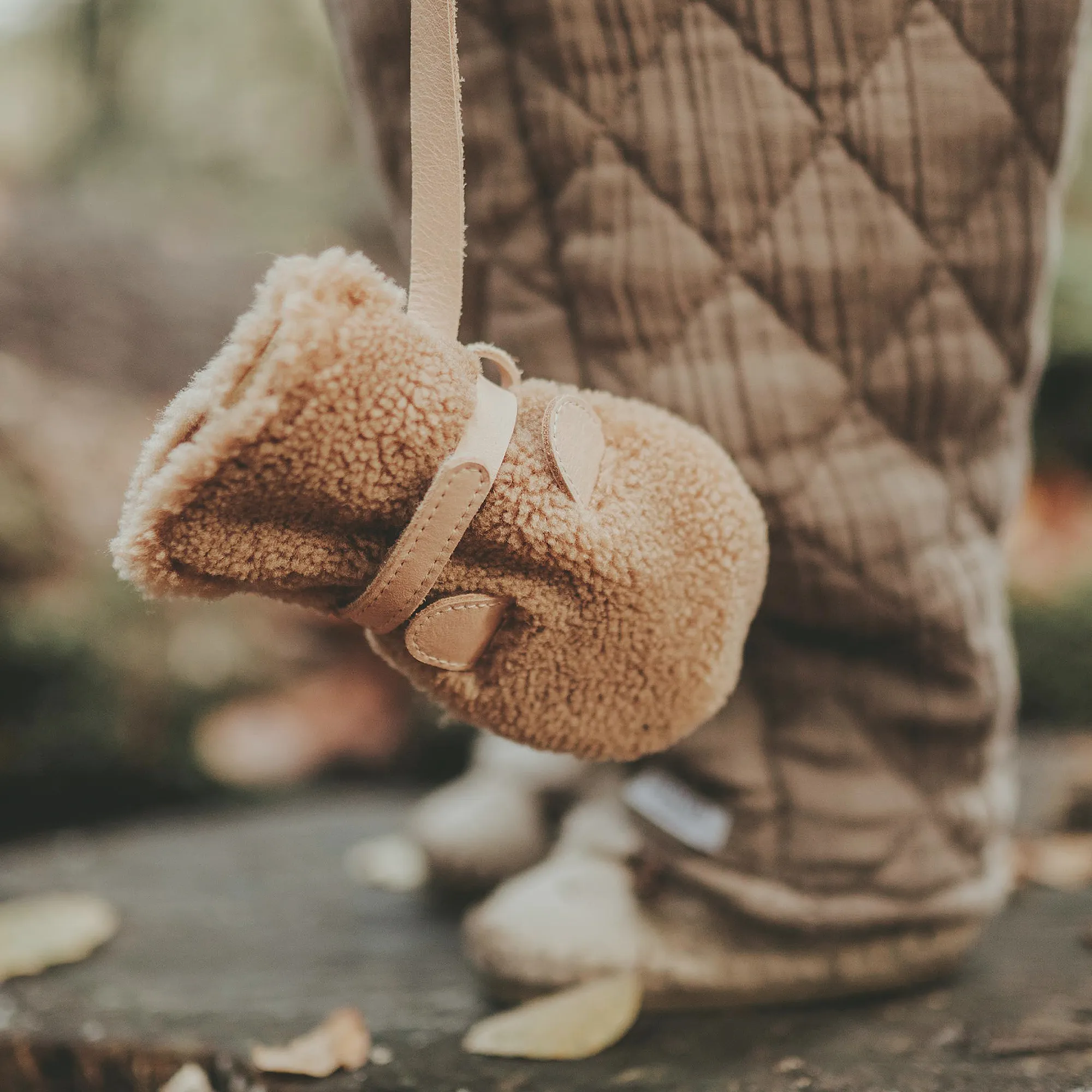 Brown Teddy Fleece Baby Mittens