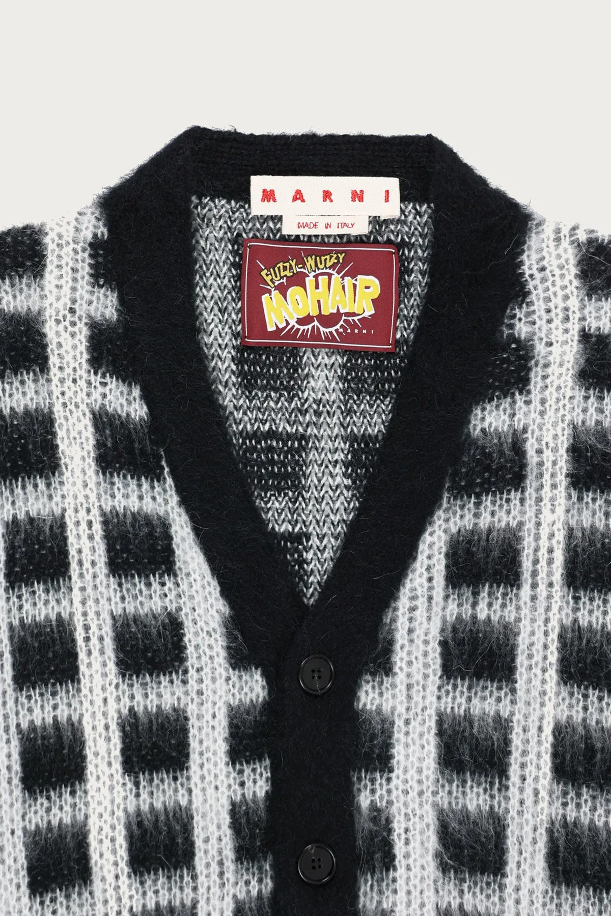 Brushed Check Fuzzy Wuzzy Cardigan - Black