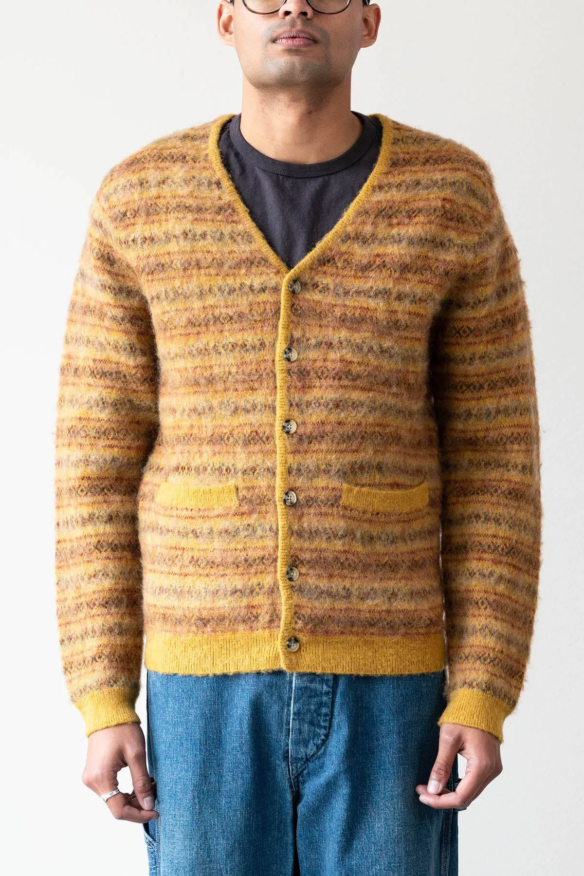 Cardigan Double Jacquard Fair Isle - Mustard