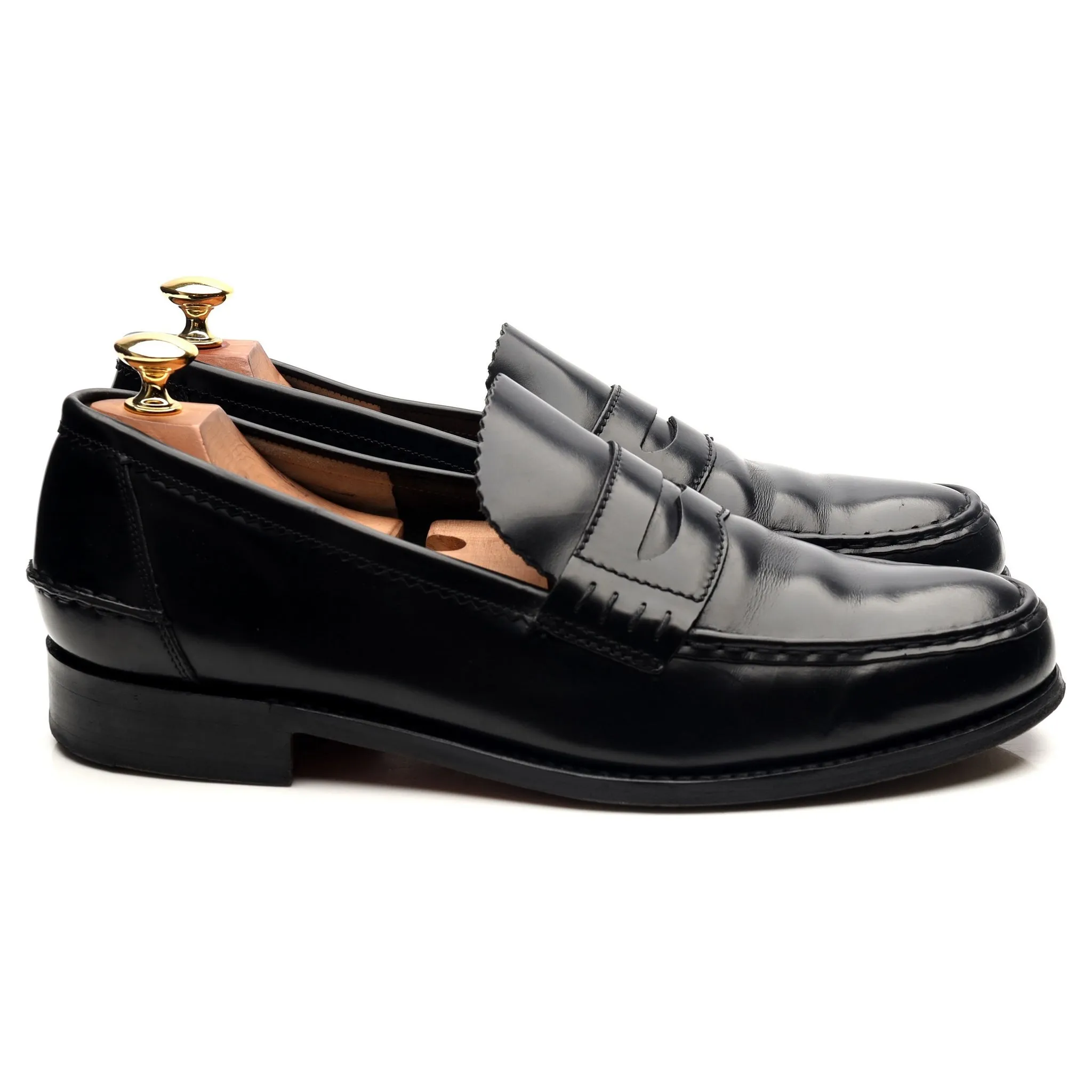 'Caruso' Black Leather Loafers UK 9.5 F