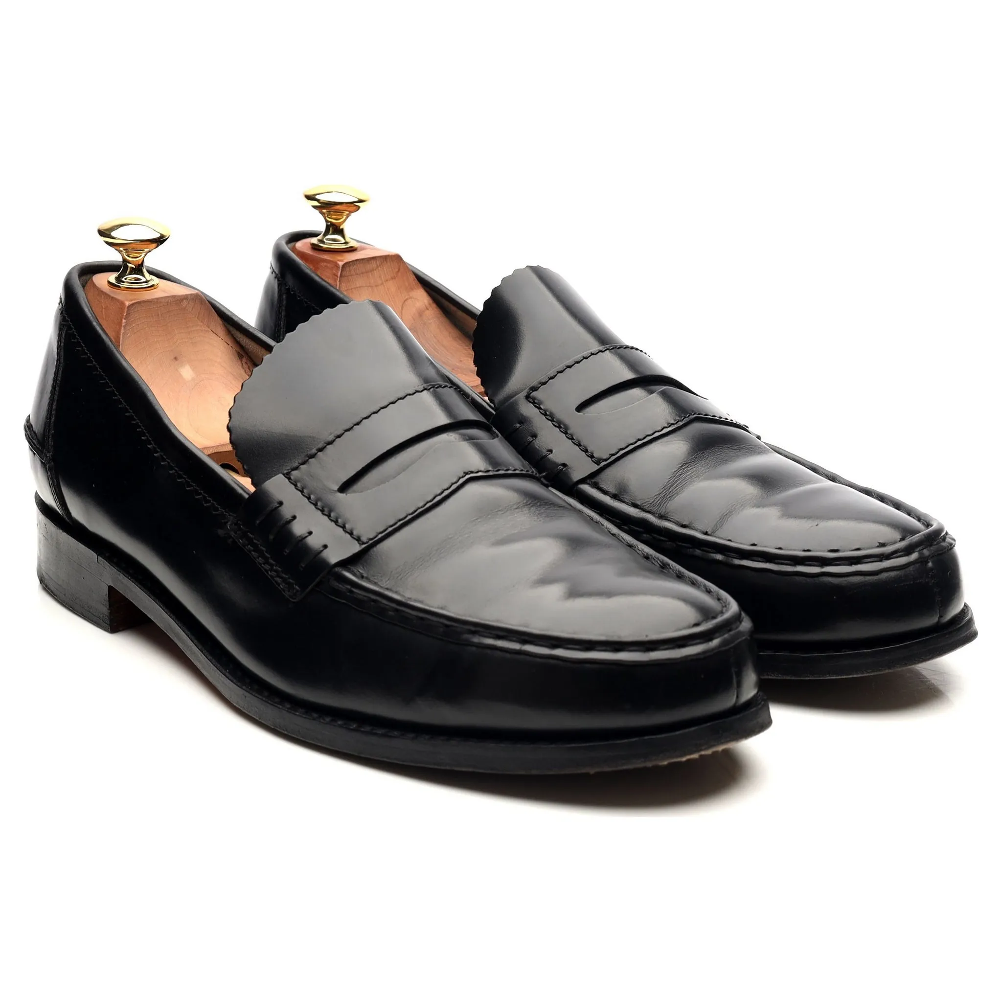 'Caruso' Black Leather Loafers UK 9.5 F