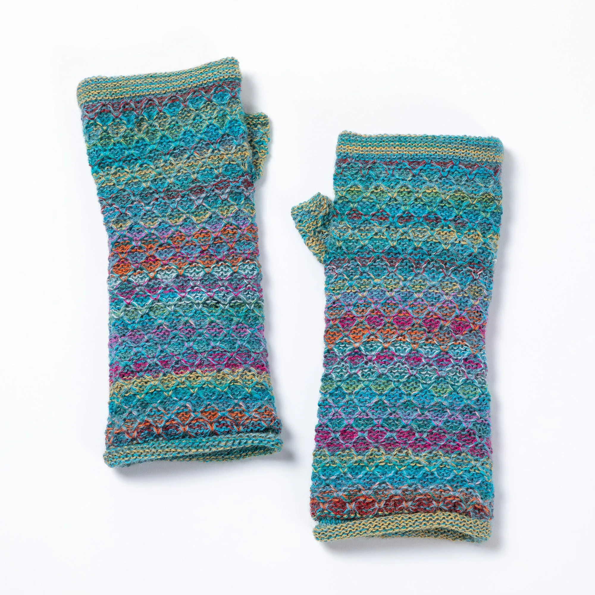 Colorful Alpaca Fingerless Mittens