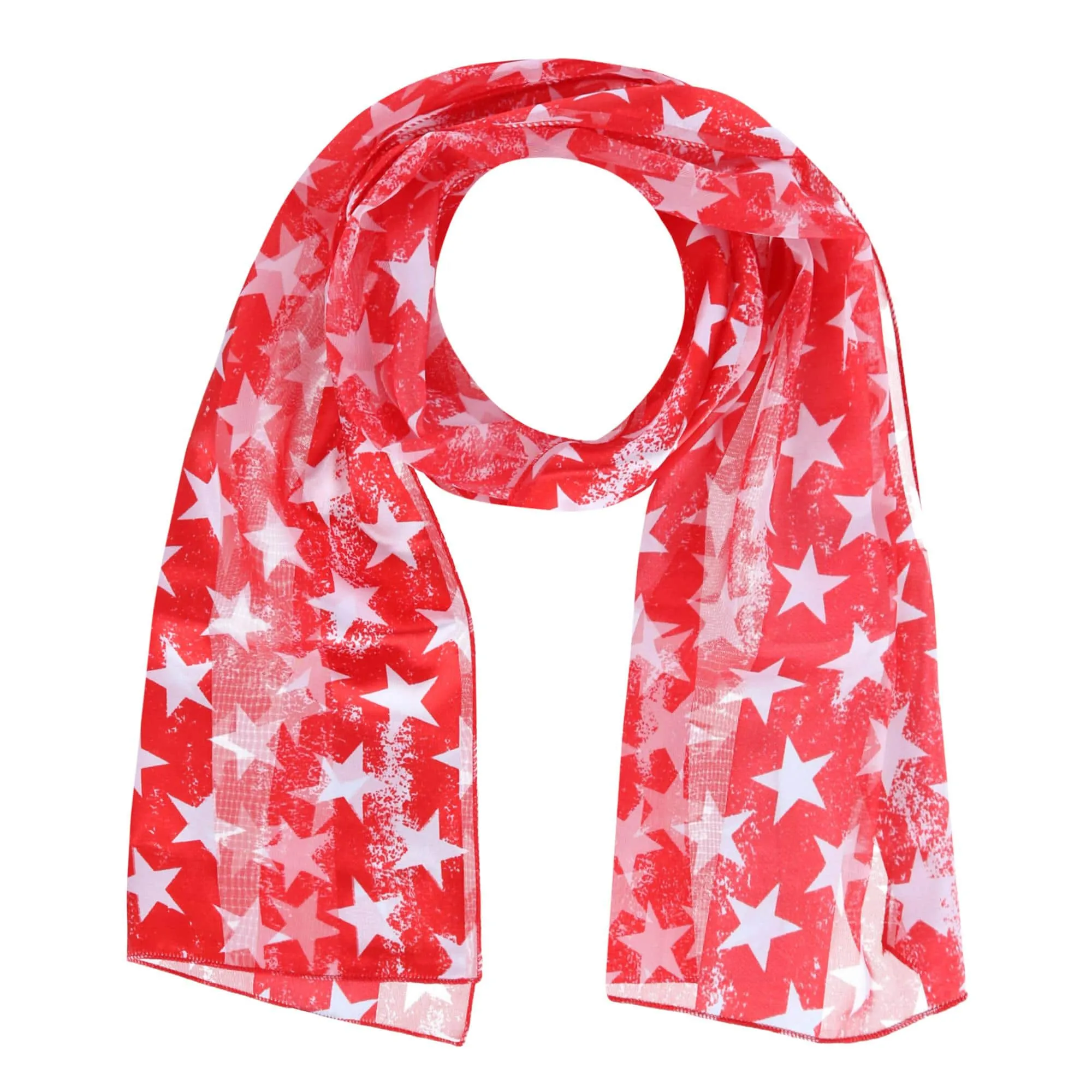 CTM Women's Patriotic Star Print Lightweight Scarf