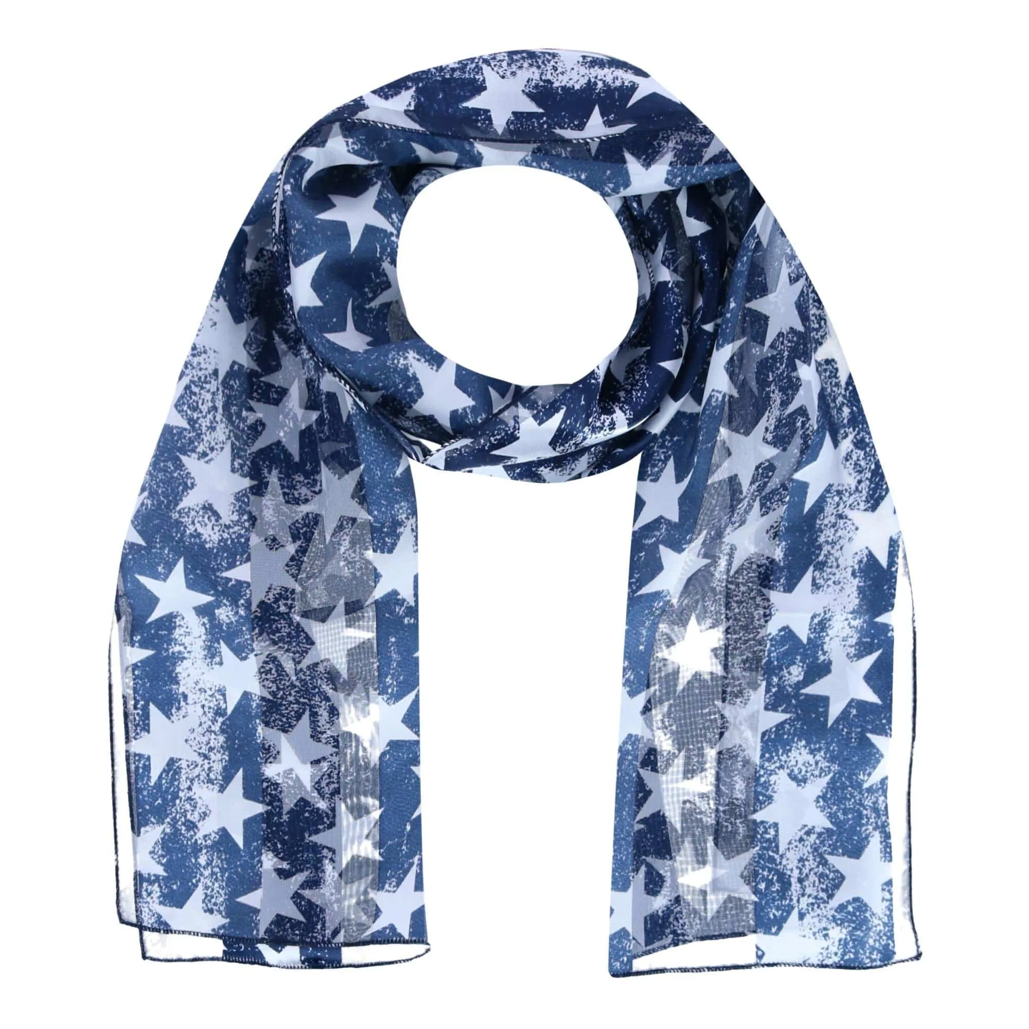 CTM Women's Patriotic Star Print Lightweight Scarf