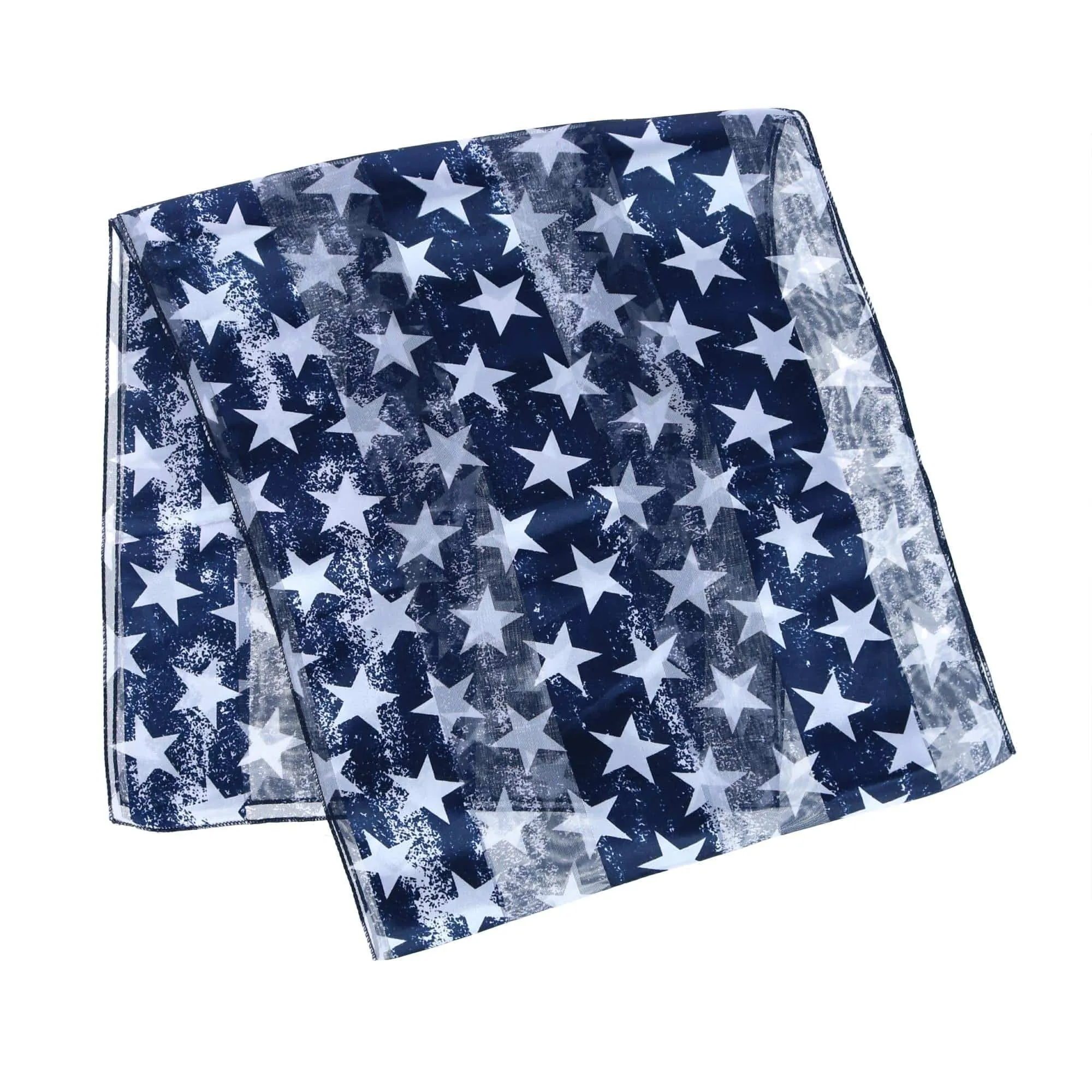 CTM Women's Patriotic Star Print Lightweight Scarf