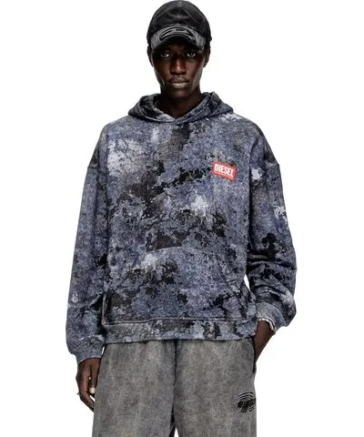 Diesel Marble-effect burnout hoodie